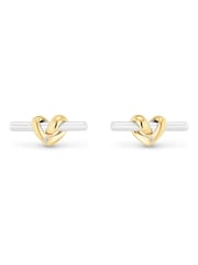 Beaverbrooks Plated Silver and Yellow Cubic Zirconia Knot T-Bar Stud Earrings - Image 2 de 3