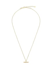 Beaverbrooks Gold Yellow Plated Cubic Zirconia T-Bar Necklace - Image 1 of 4