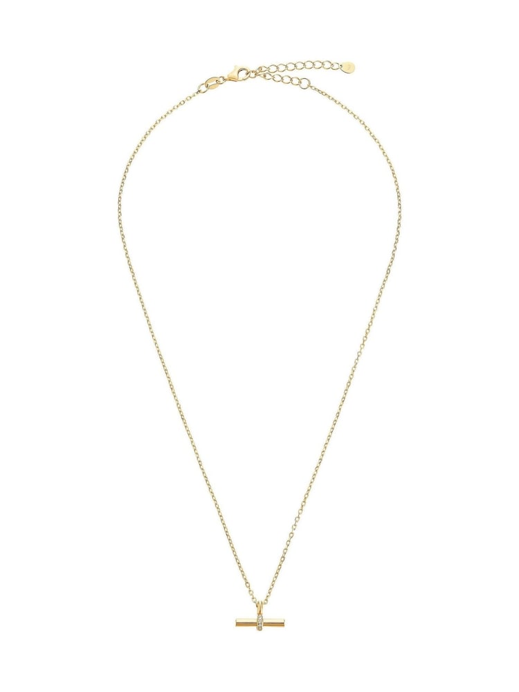 Beaverbrooks Gold Yellow Plated Cubic Zirconia T-Bar Necklace - Image 1 of 4