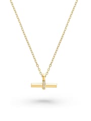 Beaverbrooks Gold Yellow Plated Cubic Zirconia T-Bar Necklace - Image 2 of 4