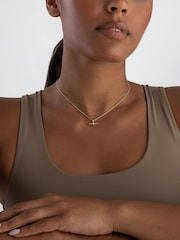 Beaverbrooks Gold Yellow Plated Cubic Zirconia T-Bar Necklace - Image 4 of 4