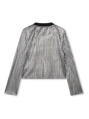 DKNY Silver Metalic Plisse Long Sleeve Top - Image 3 of 4