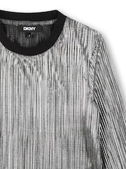 DKNY Silver Metalic Plisse Long Sleeve Top - Image 4 of 4
