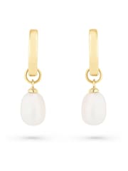 Beaverbrooks Gold Plated Yellow Freshwater Pearl Hoop Drop Earrings - Image 1 of 3