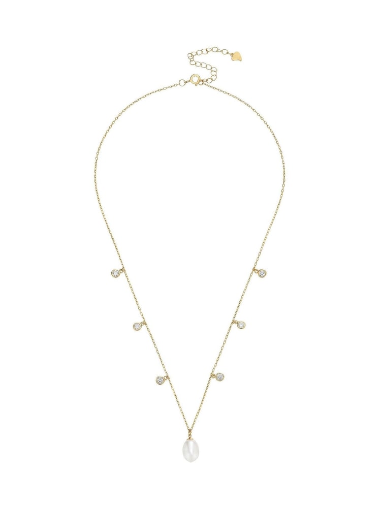 Beaverbrooks Yellow Gold Plated Freshwater Pearl Cubic Zirconia Necklace - Image 1 of 3