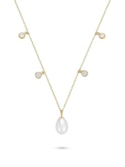 Beaverbrooks Yellow Gold Plated Freshwater Pearl Cubic Zirconia Necklace - Image 2 of 3