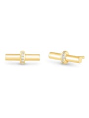 Beaverbrooks Gold Yellow Plated Cubic Zirconia T-Bar Stud Earrings - Image 3 of 4