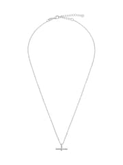 Beaverbrooks Sterling Silver Cubic Zirconia T-Bar Necklace - Image 1 of 3