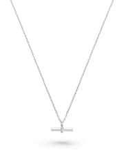 Beaverbrooks Sterling Silver Cubic Zirconia T-Bar Necklace - Image 2 of 3