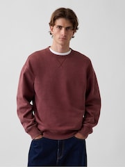Braun - Gap Boxy Washed-Fleece Crew Neck Sweatshirt - Bild 1 von 3