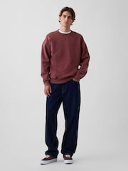 Braun - Gap Boxy Washed-Fleece Crew Neck Sweatshirt - Bild 3 von 3