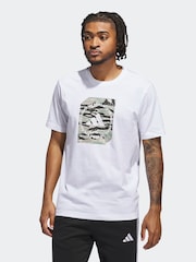 Alb - Tricou din bumbac cu model grafic 100% adidas Model camuflaj - Imaginea 1 din 5