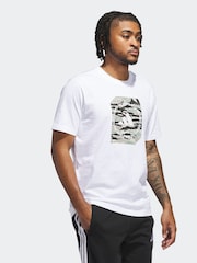 Alb - Tricou din bumbac cu model grafic 100% adidas Model camuflaj - Imaginea 3 din 5
