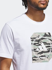 Alb - Tricou din bumbac cu model grafic 100% adidas Model camuflaj - Imaginea 4 din 5