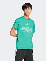 adidas Green House of Tiro Linear 100% Cotton Graphic Print T-Shirt - Image 5 of 8