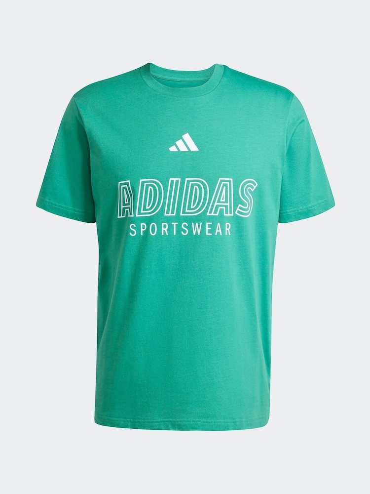 adidas Green House of Tiro Linear 100% Cotton Graphic Print T-Shirt - Image 8 of 8