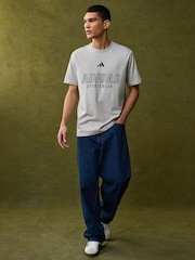 adidas Grey House of Tiro Linear 100% Cotton Graphic Print T-Shirt - Image 3 of 10