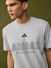 adidas Grey House of Tiro Linear 100% Cotton Graphic Print T-Shirt - Image 4 of 10