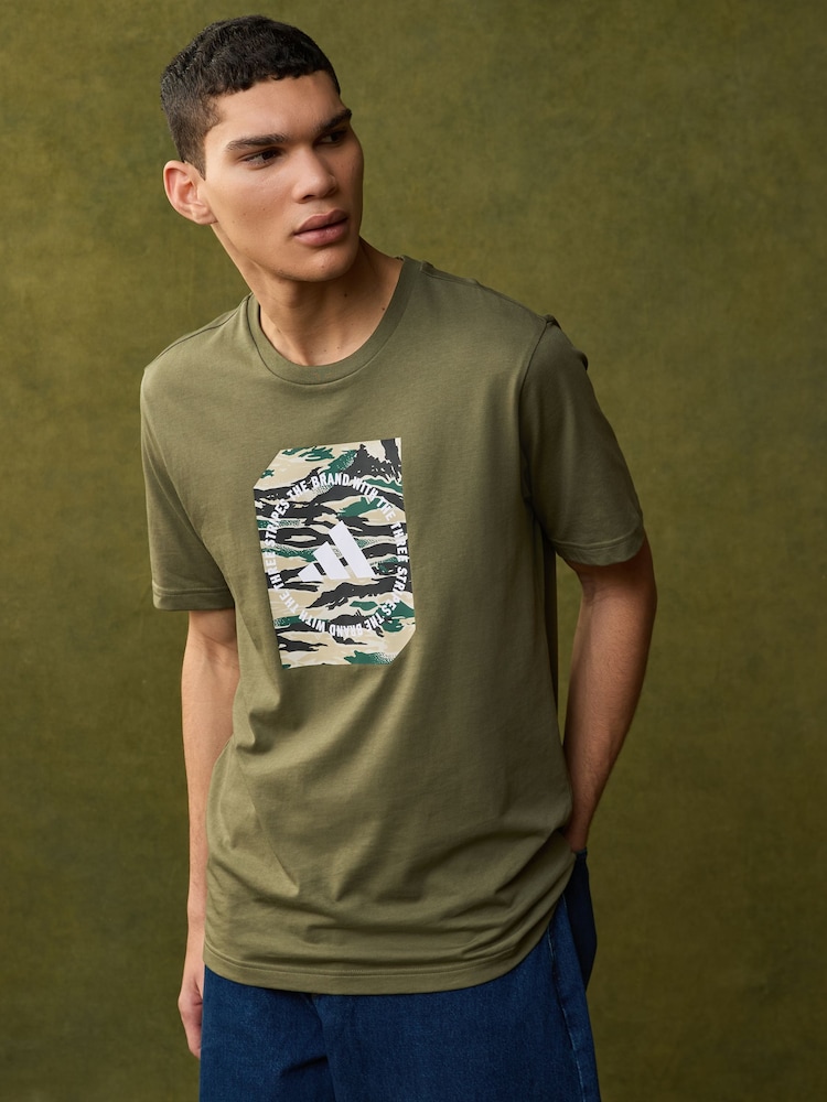 Зеленый - adidas Camo Shape 100% Cotton Graphic T-Shirt - Image 1 of 6