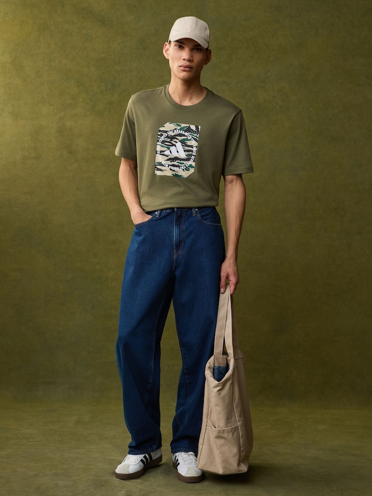 Зеленый - adidas Camo Shape 100% Cotton Graphic T-Shirt - Image 2 of 6