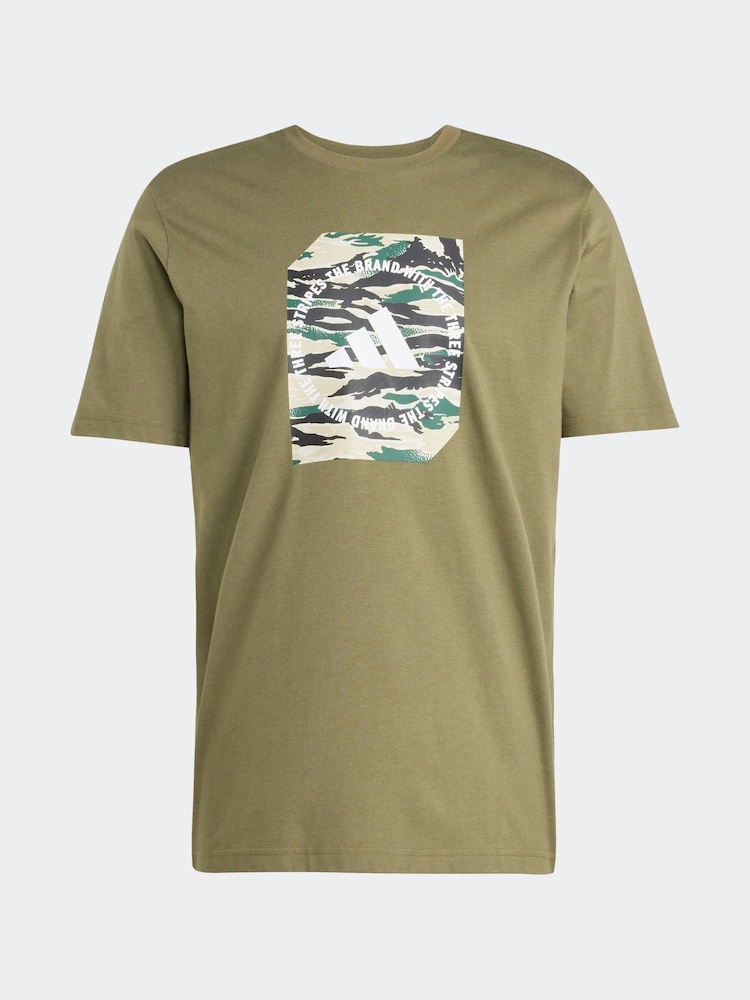 Зеленый - adidas Camo Shape 100% Cotton Graphic T-Shirt - Image 6 of 6