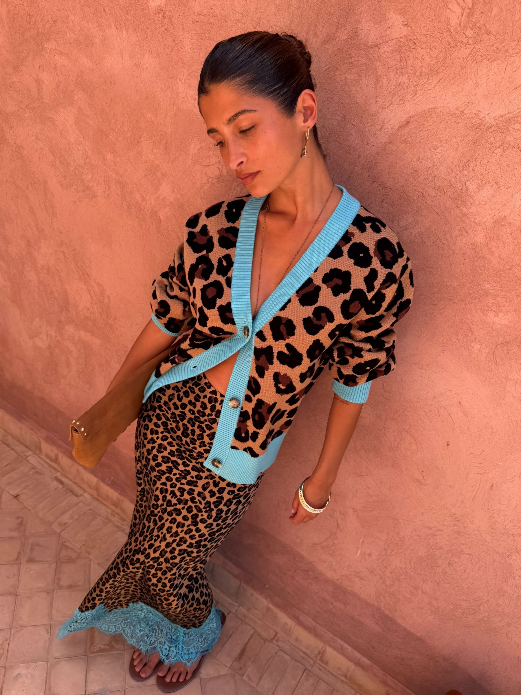 Buy Never Fully Dressed Brown Cardigan in Leopard Jacquard from
