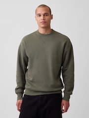 Grün - Gap Boxy Washed-Fleece Crew Neck Sweatshirt - Bild 1 von 3