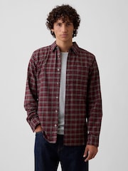 Gap Burgundy Check Oxford Shirt in Standard Fit - Image 1 of 5