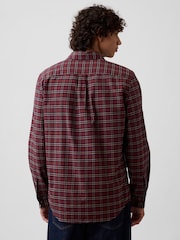 Gap Burgundy Check Oxford Shirt in Standard Fit - Image 2 of 5