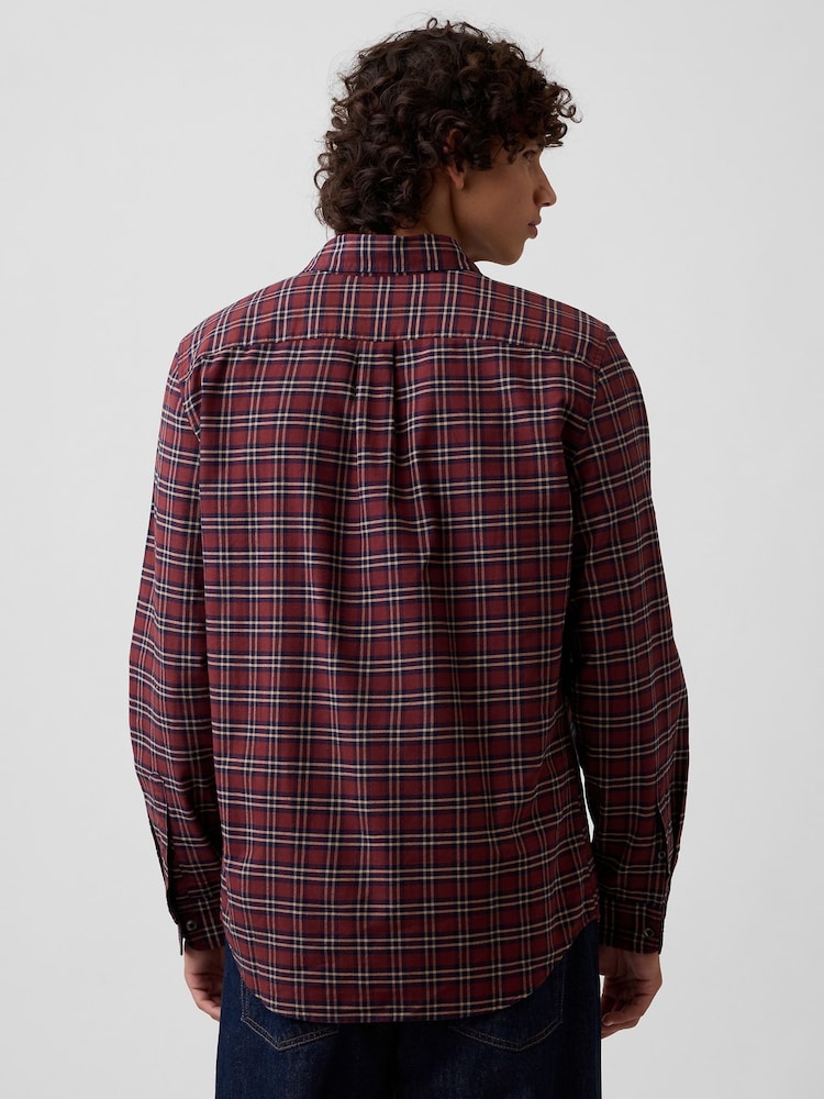 Gap Burgundy Check Oxford Shirt in Standard Fit - Image 2 of 5