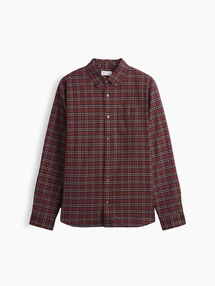 Gap Burgundy Check Oxford Shirt in Standard Fit - Image 5 of 5