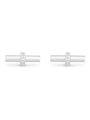 Beaverbrooks Silver Tone Cubic Zirconia T-Bar Stud Earrings - Image 1 of 3