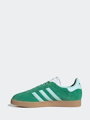 adidas Originals Green/White Gazelle Trainers - Image 2 of 9