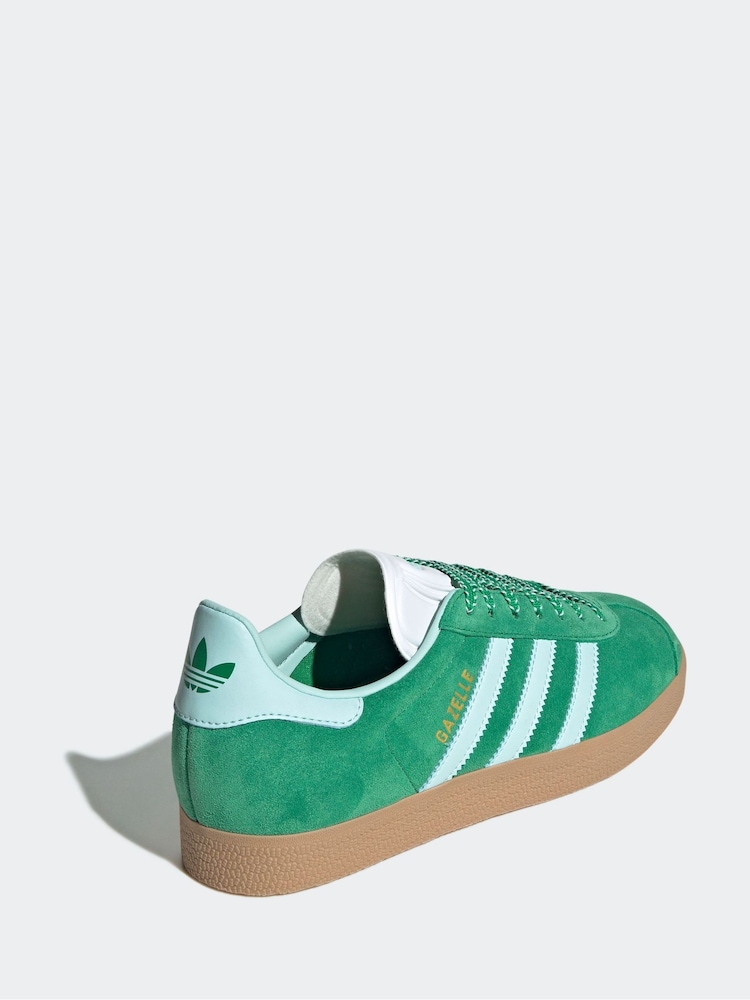 adidas Originals Green/White Gazelle Trainers - Image 4 of 9