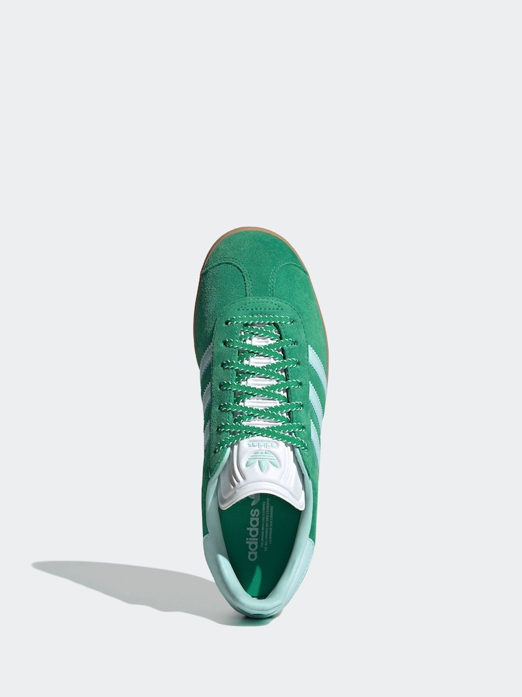 adidas Originals Green/White Gazelle Trainers - Image 6 of 9