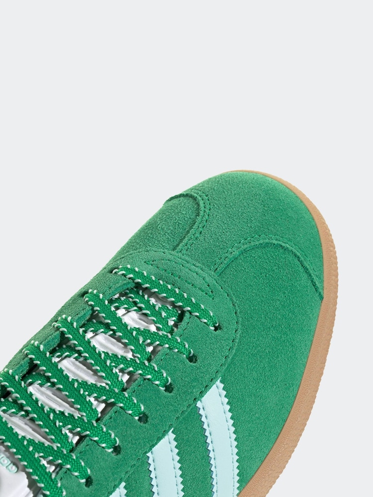 adidas Originals Green/White Gazelle Trainers - Image 8 of 9