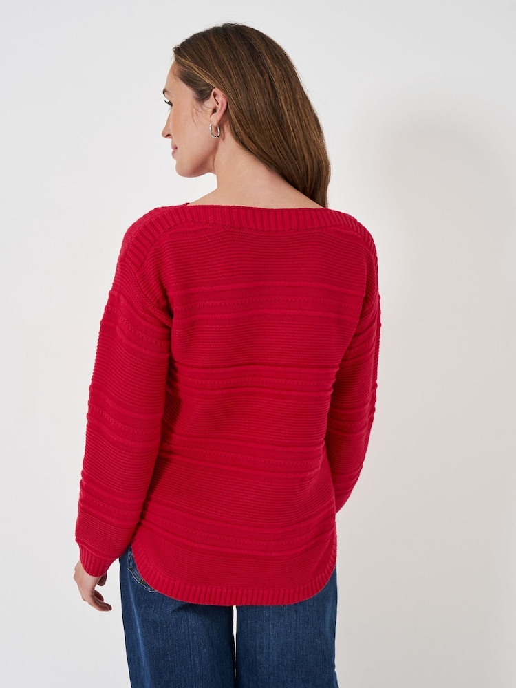 Rot - Crew Clothing Tali Strickpullover mit U-Boot-Ausschnitt - Bild 2 von 5 Rot - Crew Clothing Tali Strickpullover mit U-Boot-Ausschnitt - Bild 2 von 5