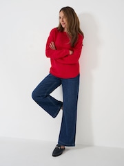 Crew Clothing Red Tali Boat Neck Knit Jumper - Image 3 of 5