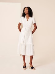Crew Clothing White Broderie Shirt Dress - Image 1 of 6