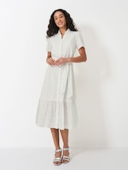 Crew Clothing White Broderie Shirt Dress - Image 2 of 6
