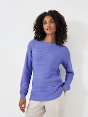 Crew Clothing Blue Tali Boat Neck Knit Jumper - Image 3 of 4