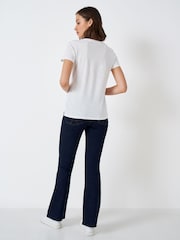 Crew Clothing White Perfect V-Neck Slub White 100% Cotton T-Shirt - Image 2 of 5