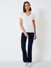 Crew Clothing White Perfect V-Neck Slub White 100% Cotton T-Shirt - Image 3 of 5