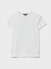 Crew Clothing White Perfect V-Neck Slub White 100% Cotton T-Shirt - Image 5 of 5