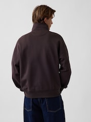 Gap Brown Heavyweight Oversized Quarter-Zip Pullover Sweatshirt - Image 2 of 4