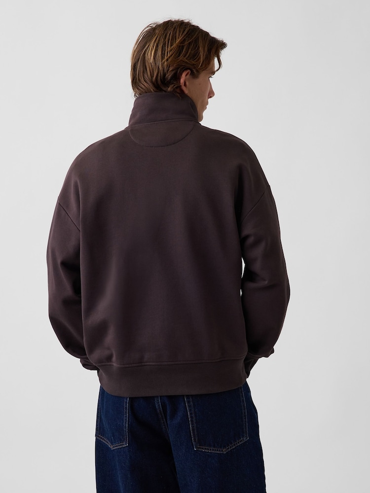 Gap Brown Heavyweight Oversized Quarter-Zip Pullover Sweatshirt - Image 2 of 4 Gap Brown Heavyweight Oversized Quarter-Zip Pullover Sweatshirt - Image 2 of 4