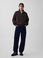 Gap Brown Heavyweight Oversized Quarter-Zip Pullover Sweatshirt - Image 3 of 4