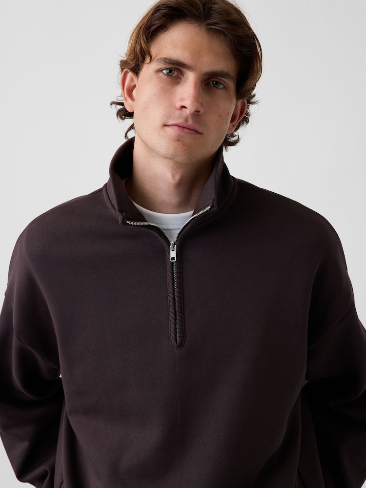 Gap Brown Heavyweight Oversized Quarter-Zip Pullover Sweatshirt - Image 4 of 4 Gap Brown Heavyweight Oversized Quarter-Zip Pullover Sweatshirt - Image 4 of 4