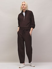 Ro&Zo Brown Petite Cotton Blend Barrel Leg Joggers - Image 1 of 9