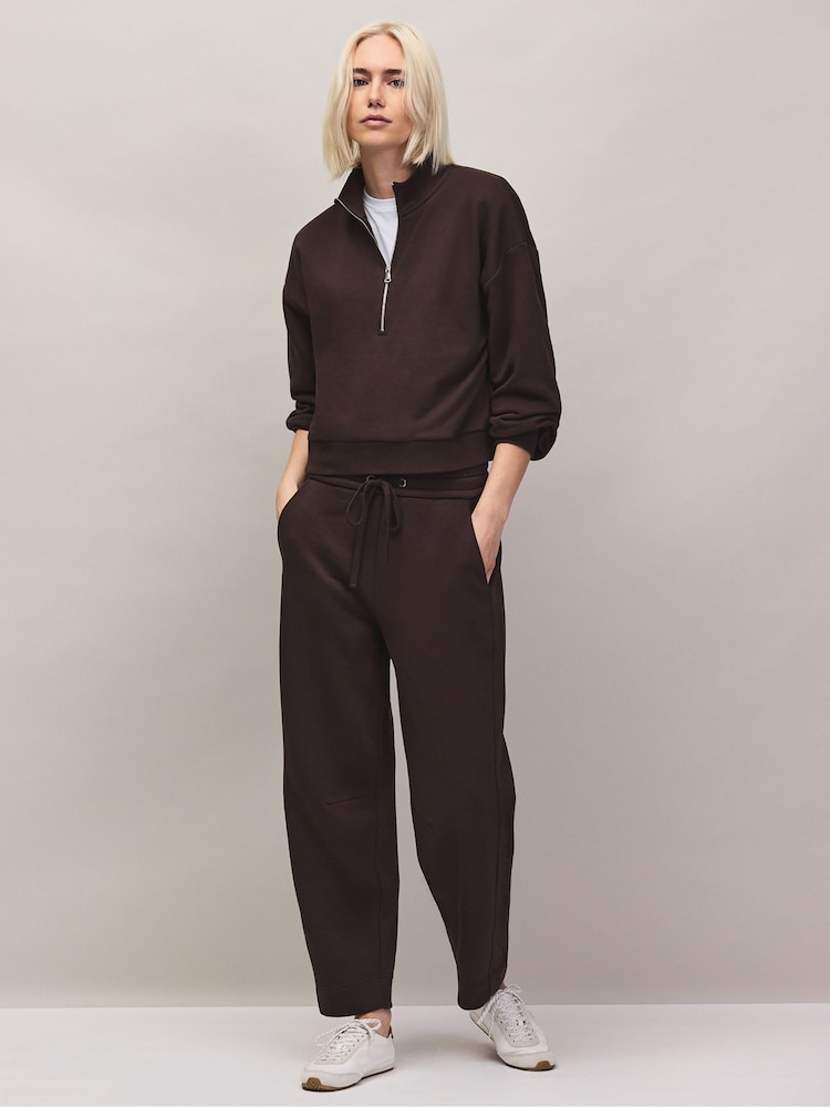 Ro&Zo Brown Petite Cotton Blend Barrel Leg Joggers - Image 1 of 9